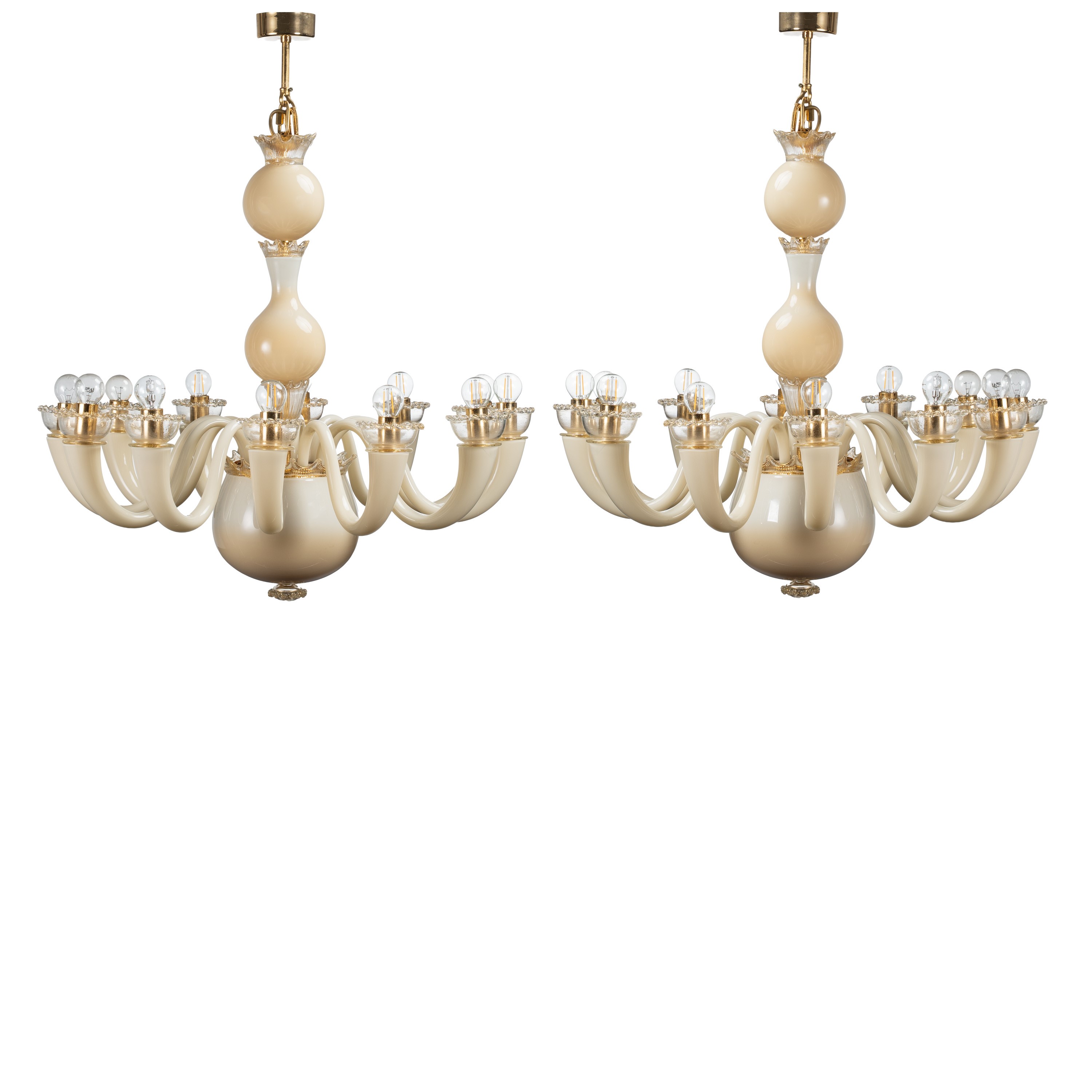 Gio Ponti - Lampadario “99.81” in vetro policromo e metallo dorato (produzione Venini)
