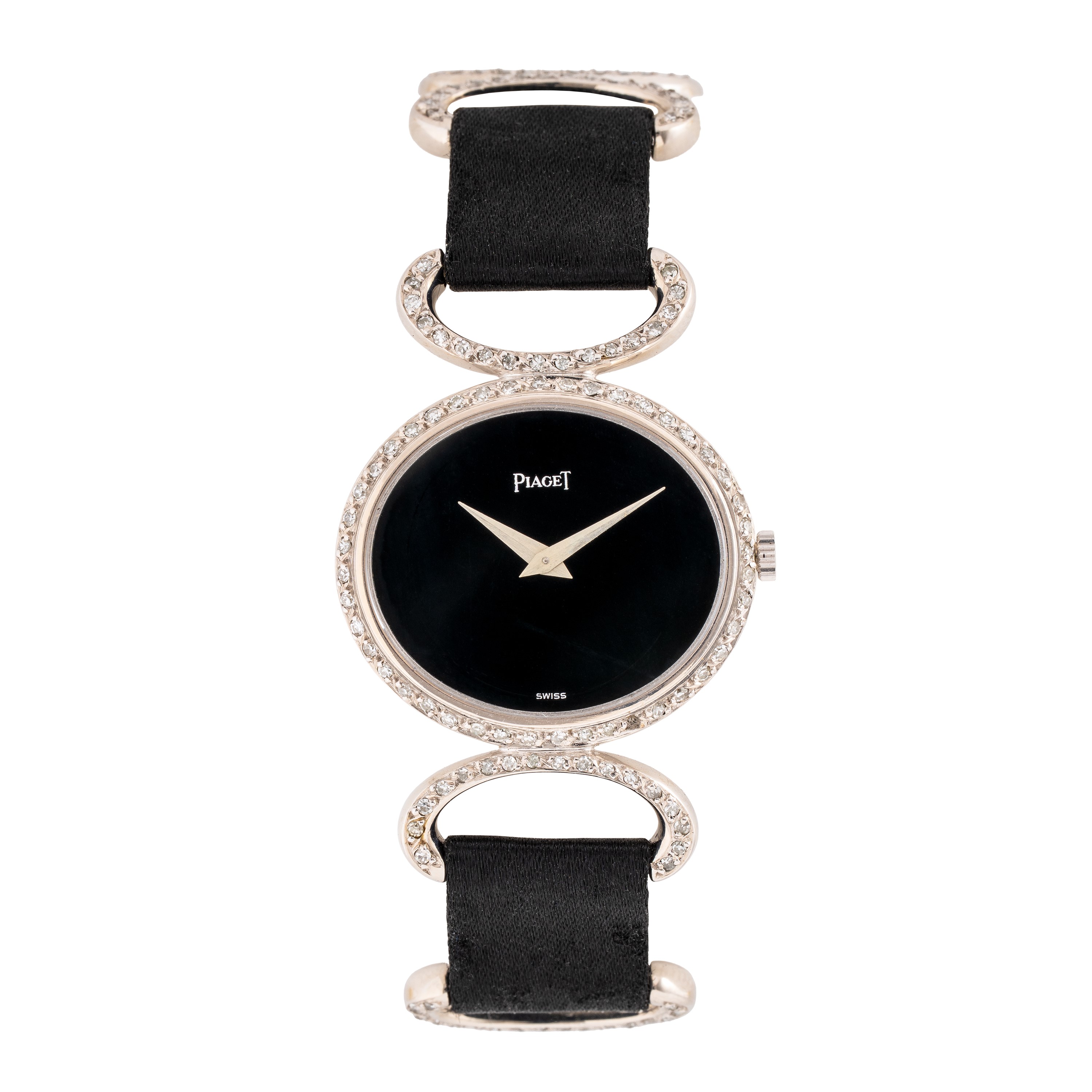 Piaget - Orologio solo tempo a carica manuale in oro bianco 18 kt con diamanti e quadrante in oni...