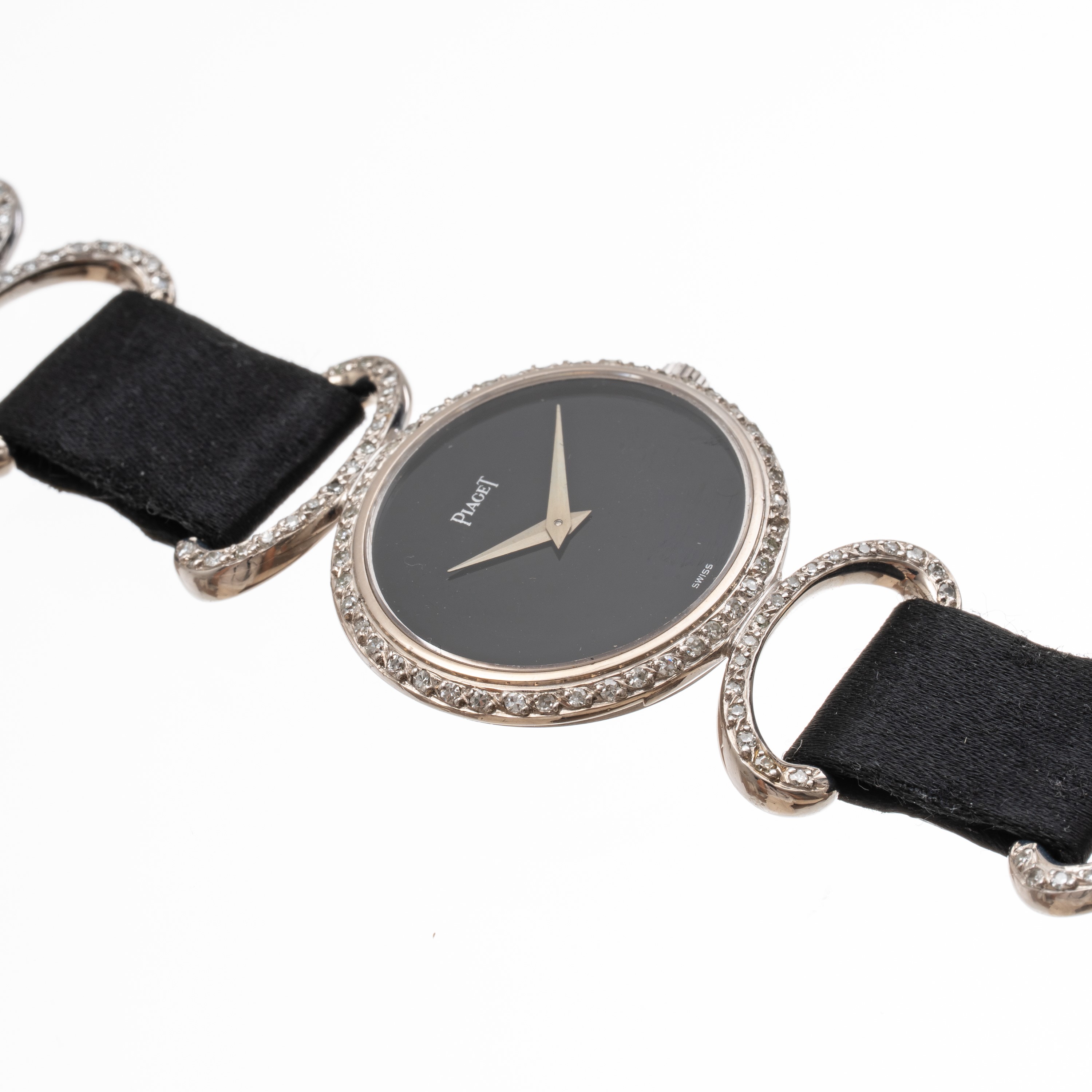Piaget - Orologio solo tempo a carica manuale in oro bianco 18 kt con diamanti e quadrante in oni...
