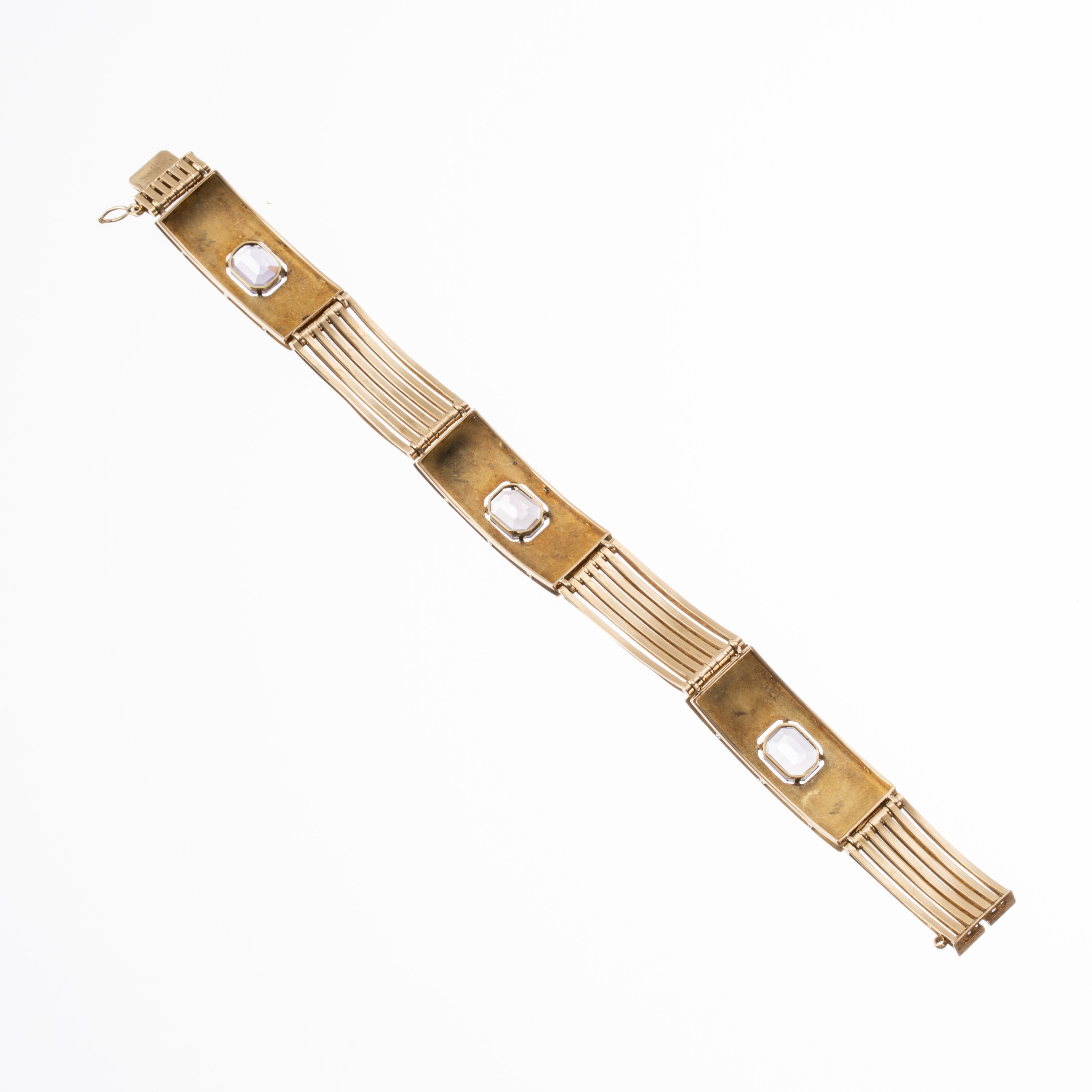 Bracciale in oro rosa 14 carati con ametiste e smalti