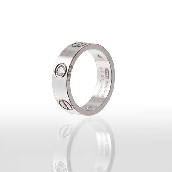 CARTIER - CARTIER - ANELLO IN ORO BIANCO 18 KT 'LOVE' CON TRE DIAMANTI TAGLIO BRILLANTE