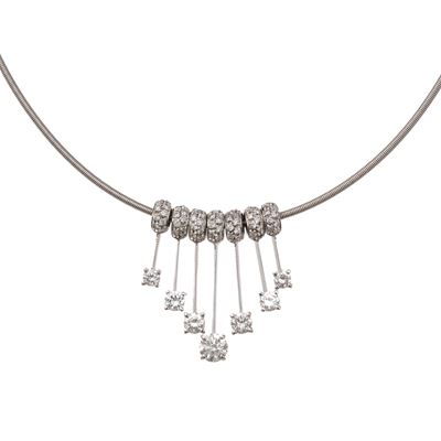 Girocollo in oro bianco 18 kt con diamanti taglio brillante