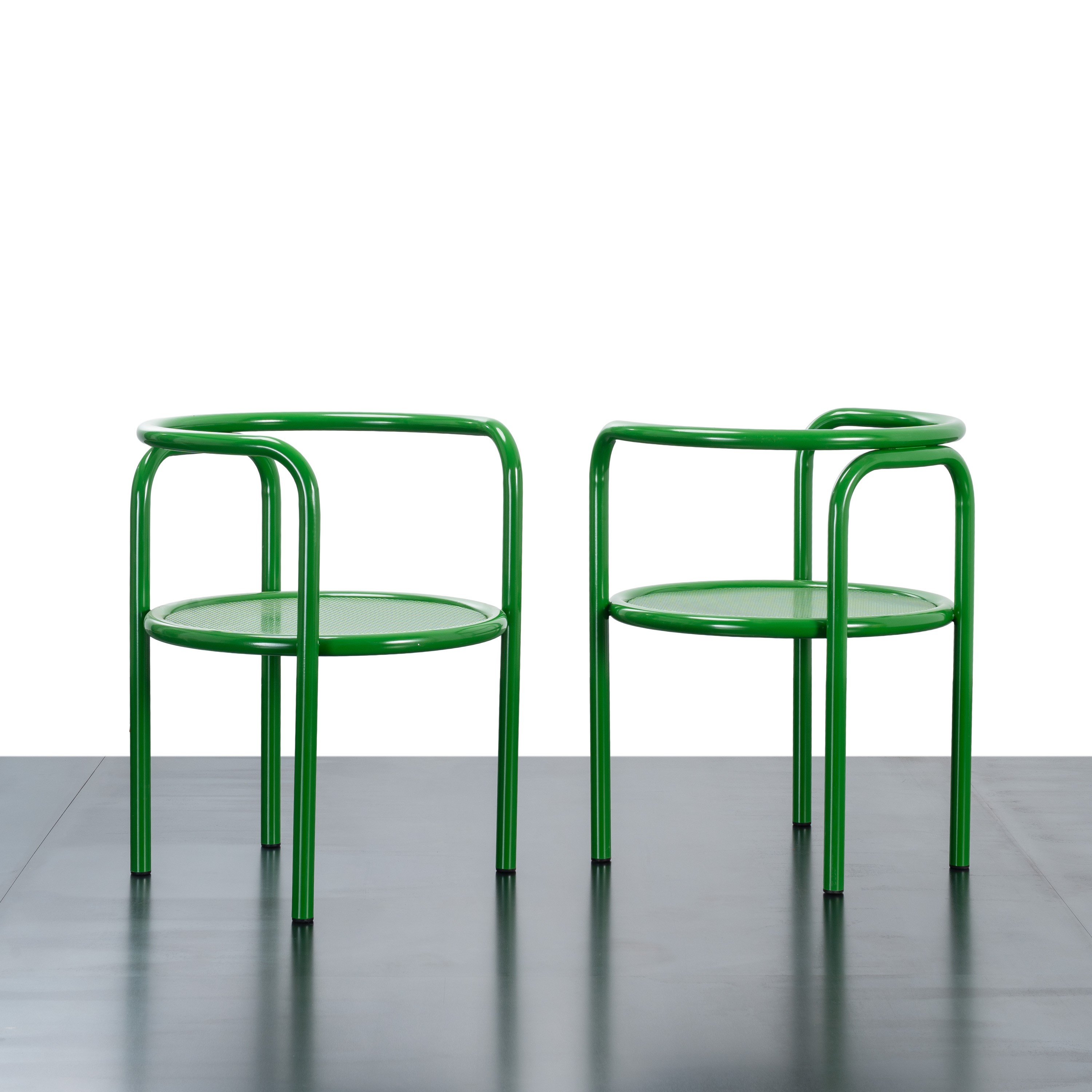 Gae Aulenti - Set di cinque sedie “Locus Solus”, acciaio laccato