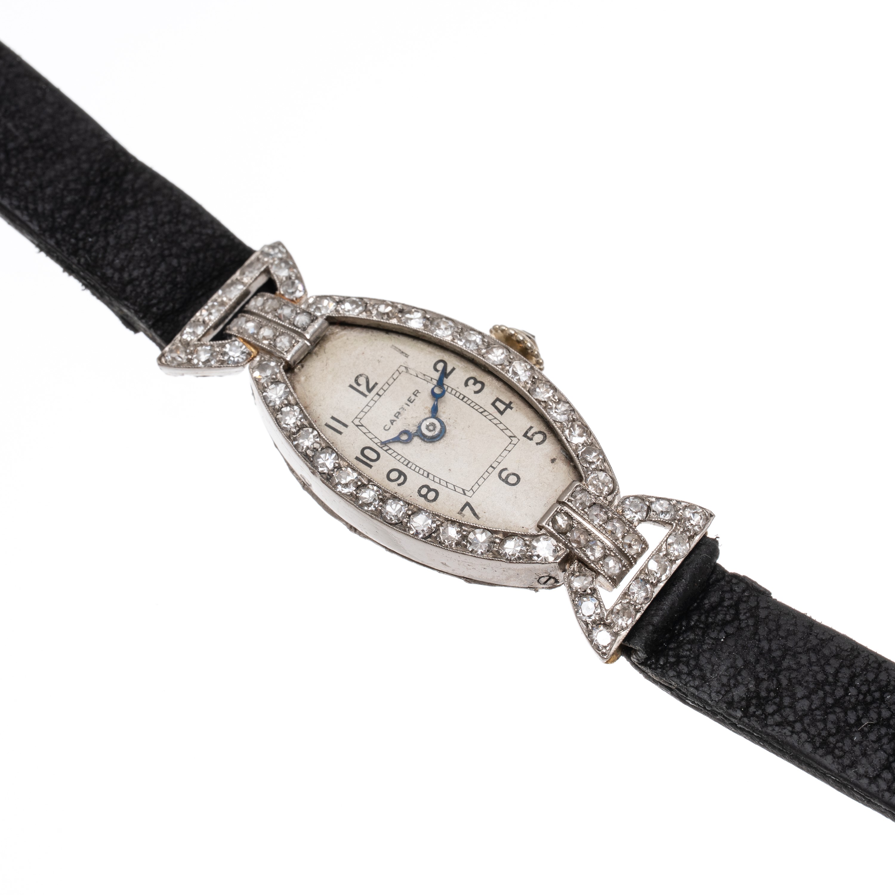 Cartier - Orologio Tonneau solo tempo a carica manuale in platino con quadrante bianco e cassa in...