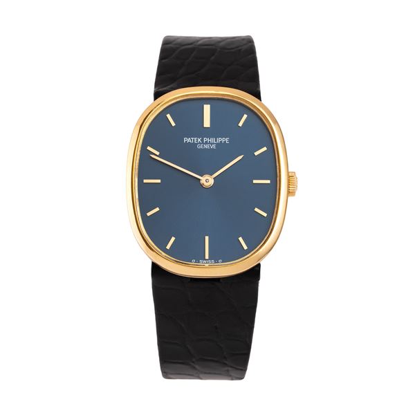 PATEK PHILIPPE - PATEK PHILIPPE - ELLIPSE OROLOGIO SOLO TEMPO A CARICA MANUALE IN ORO GIALLO 18KT CON QUADRANTE BLU SIGMA