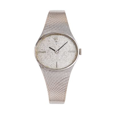 Cellini, orologio solo tempo a carica manuale in oro bianco 18 kt con bracciale integrato
