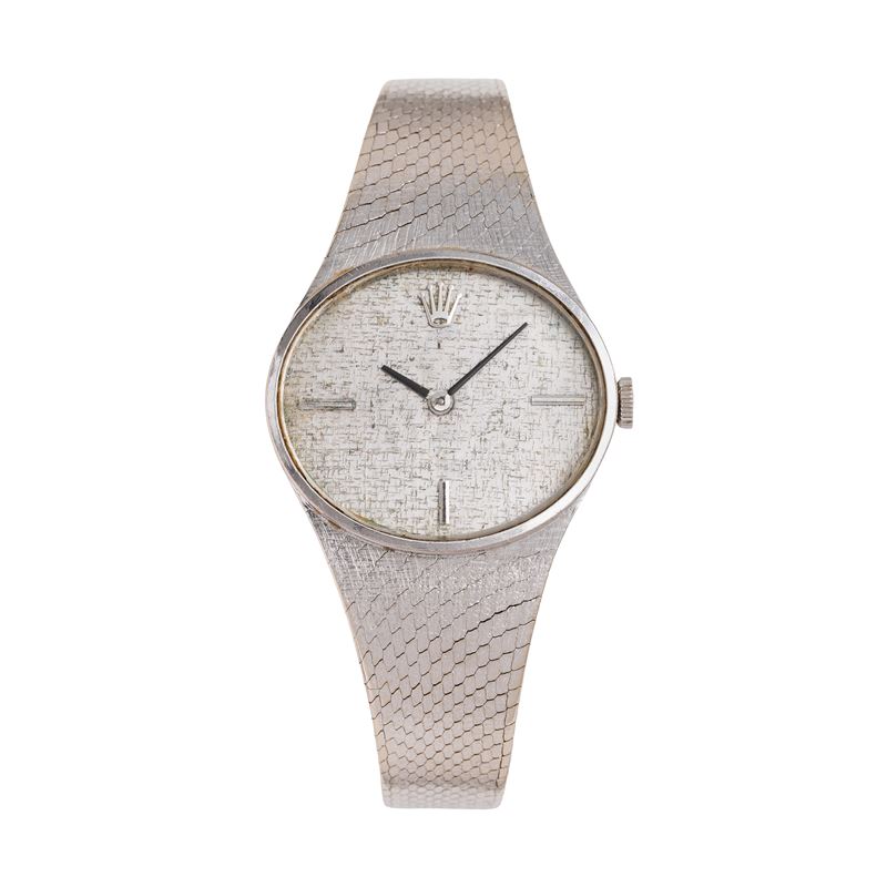 Rolex - Cellini, orologio solo tempo a carica manuale in oro bianco 18 kt con bracciale integrato
