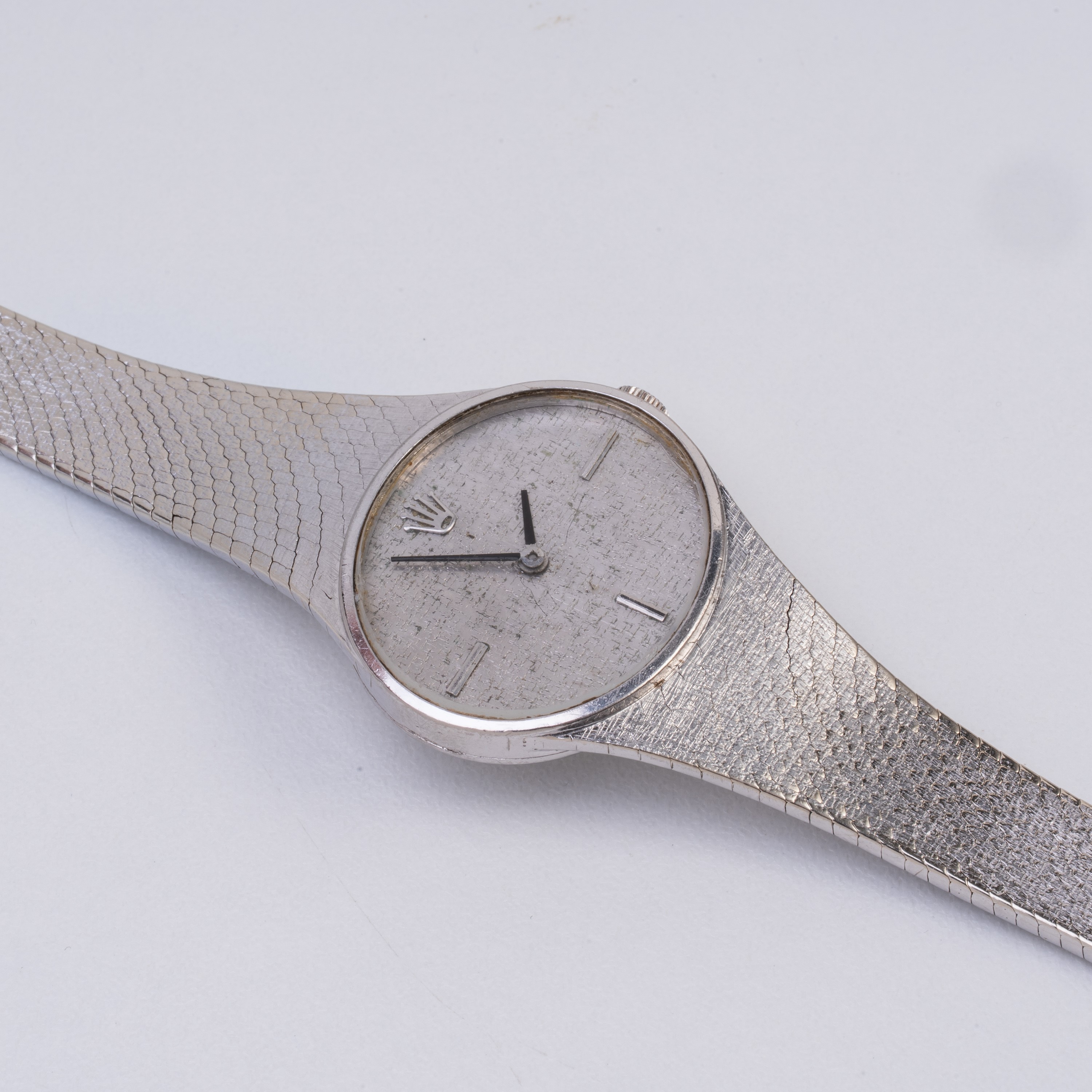 Rolex - Cellini, orologio solo tempo a carica manuale in oro bianco 18 kt con bracciale integrato