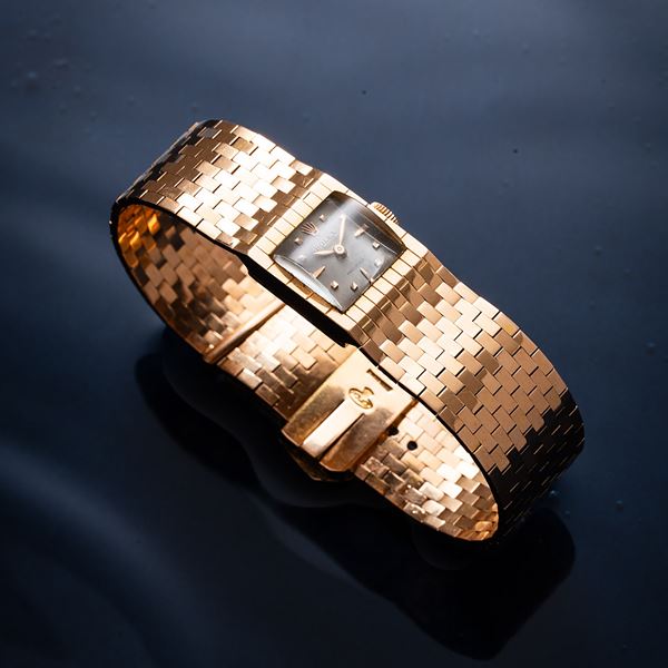 ROLEX - CINTURA OROLOGIO SOLO TEMPO A CARICA MANUALE CON BRACCIALE INTEGRATO IN ORO ROSA 18KT CON CHISURA  [..]