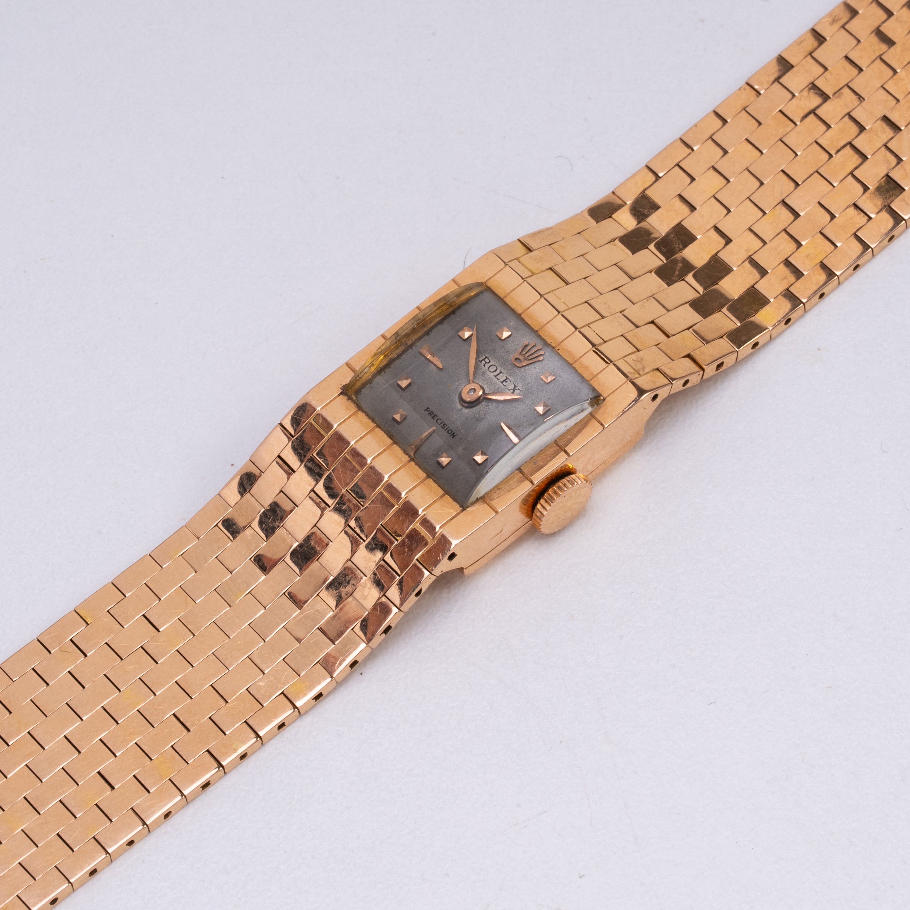 Rolex - Cintura Solo Tempo a carica manuale con bracciale integrato in oro rosa 18kt