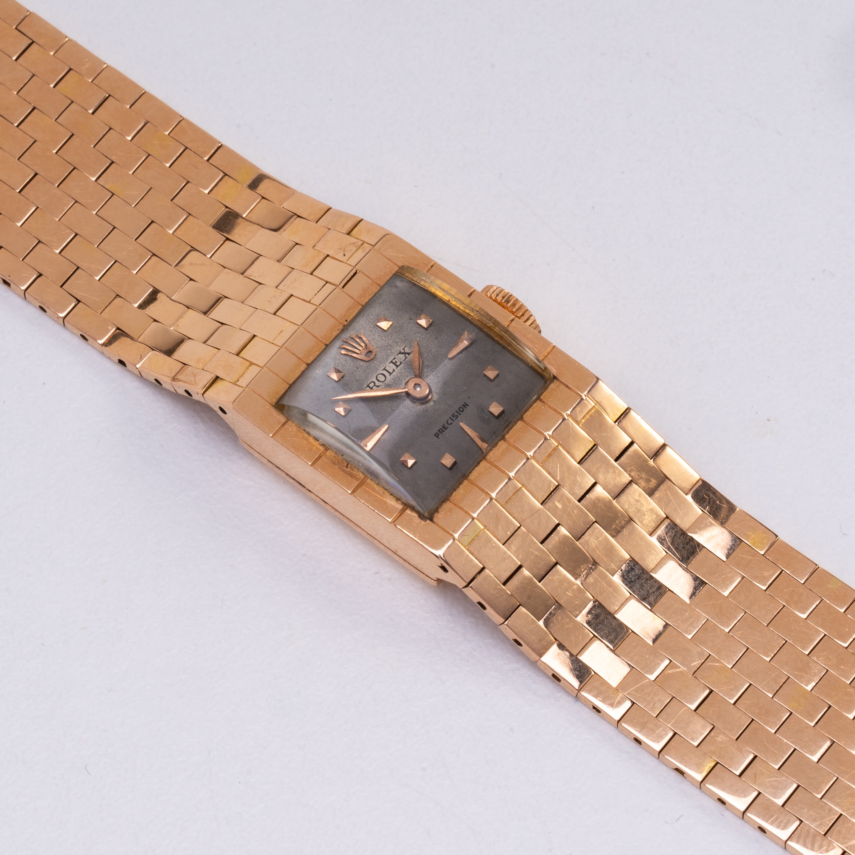 Rolex - Cintura Solo Tempo a carica manuale con bracciale integrato in oro rosa 18kt