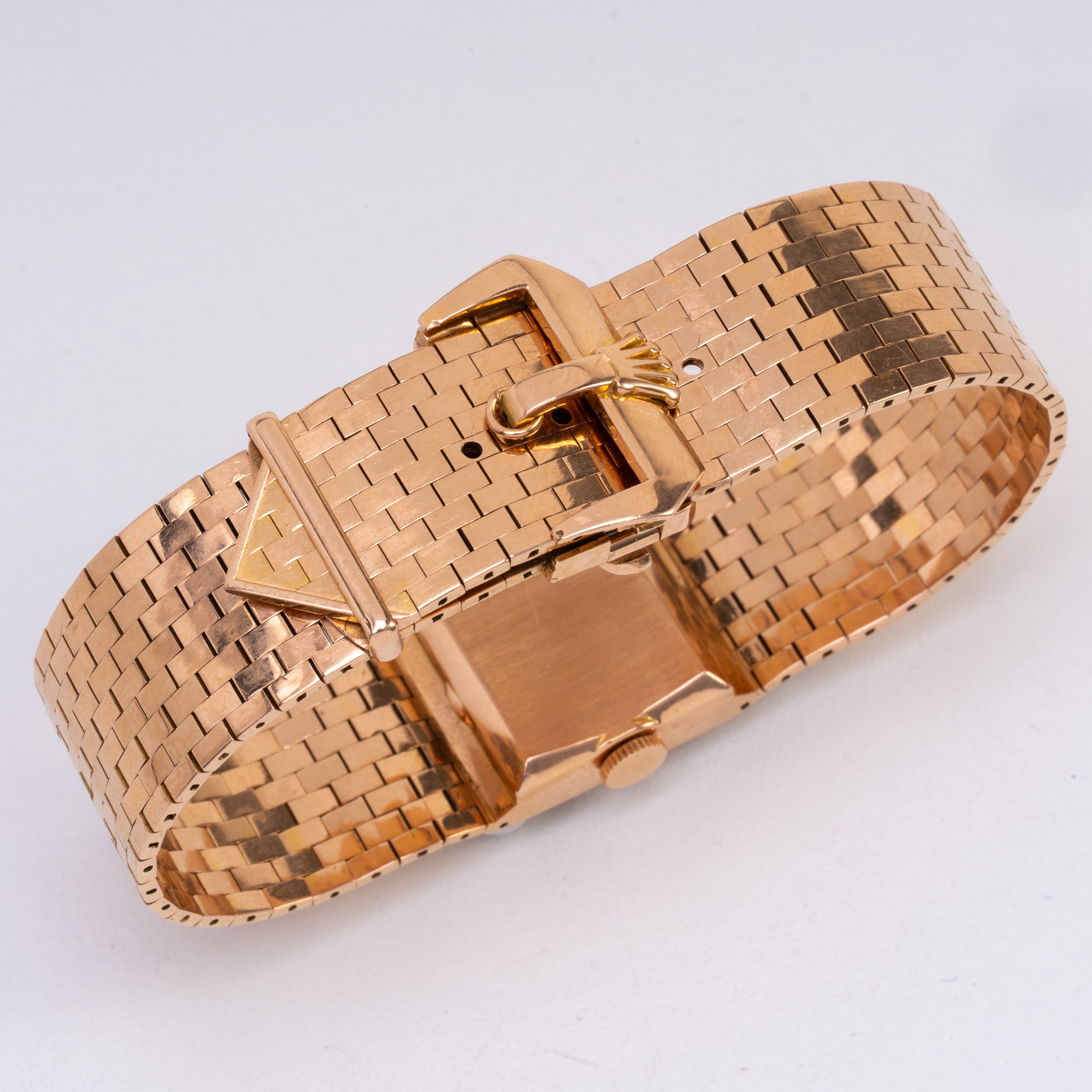 Rolex - Cintura Solo Tempo a carica manuale con bracciale integrato in oro rosa 18kt