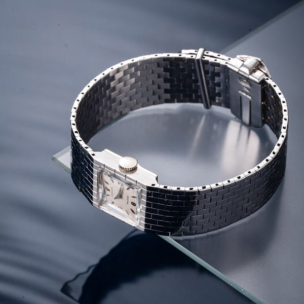 ROLEX - ROLEX - CINTURA OROLOGIO SOLO TEMPO A CARICA MANUALE CON BRACCIALE INTEGRATO IN ORO BIANCO 18KT CON QUADRANTE BIANCO 'TAPISSERIE' E CHISURA A FIBBIA