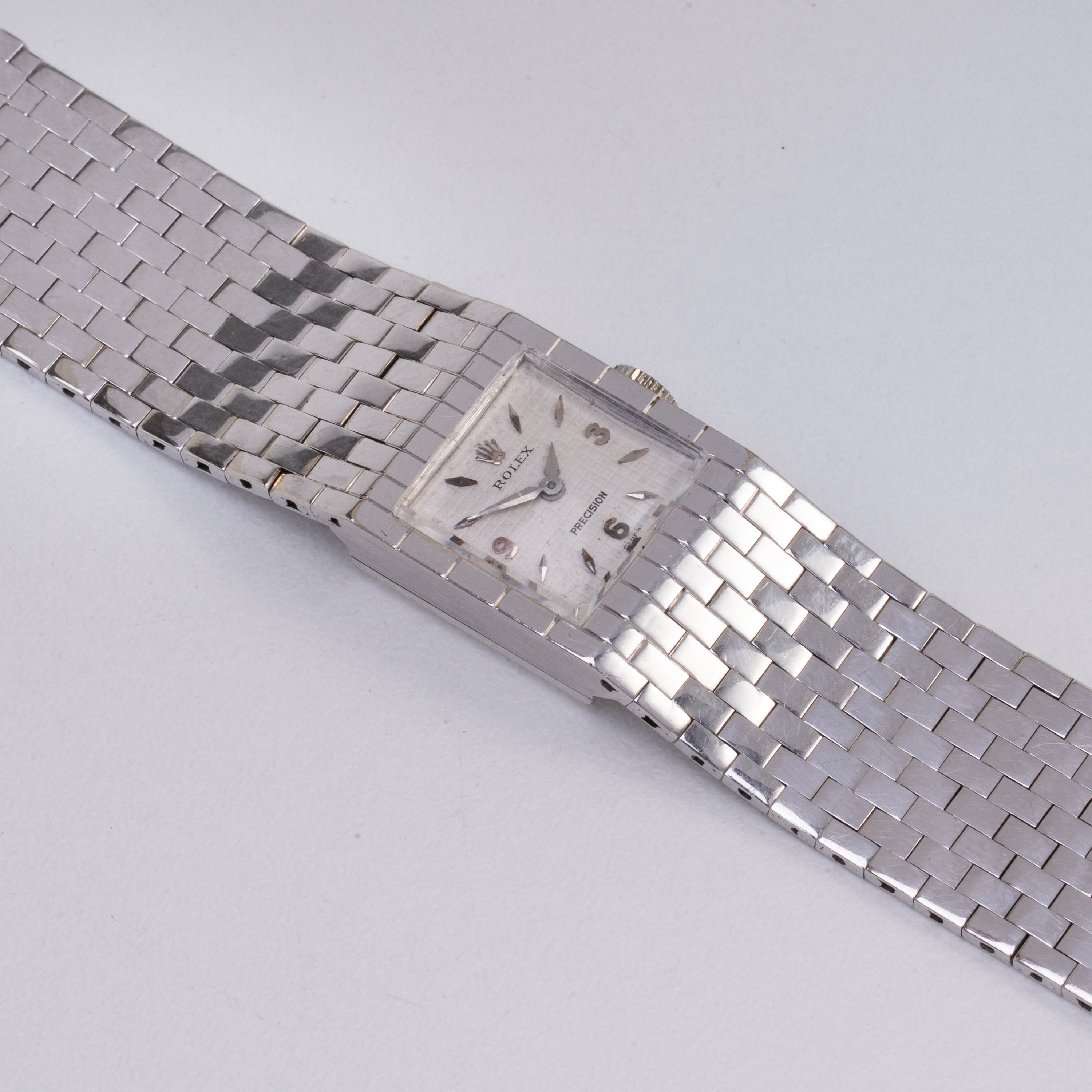 Rolex - Cintura: orologio da polso solo tempo a carica manuale in oro bianco 18kt con quadrante b...