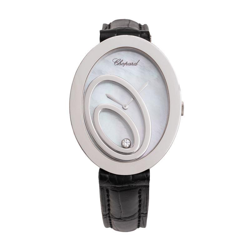 Chopard - Happy Spirit, orologio solo tempo al quarzo in oro bianco 18 kt con quadrante in madrep...