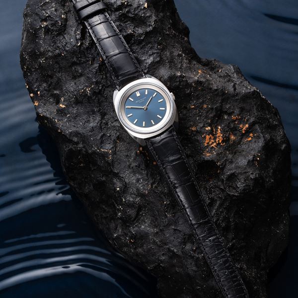 PATEK PHILIPPE - PATEK PHILIPPE - CALATRAVA OROLOGIO SOLO TEMPO A CARICA MANUALE IN ACCIAIO CON QUADRANTE BLU