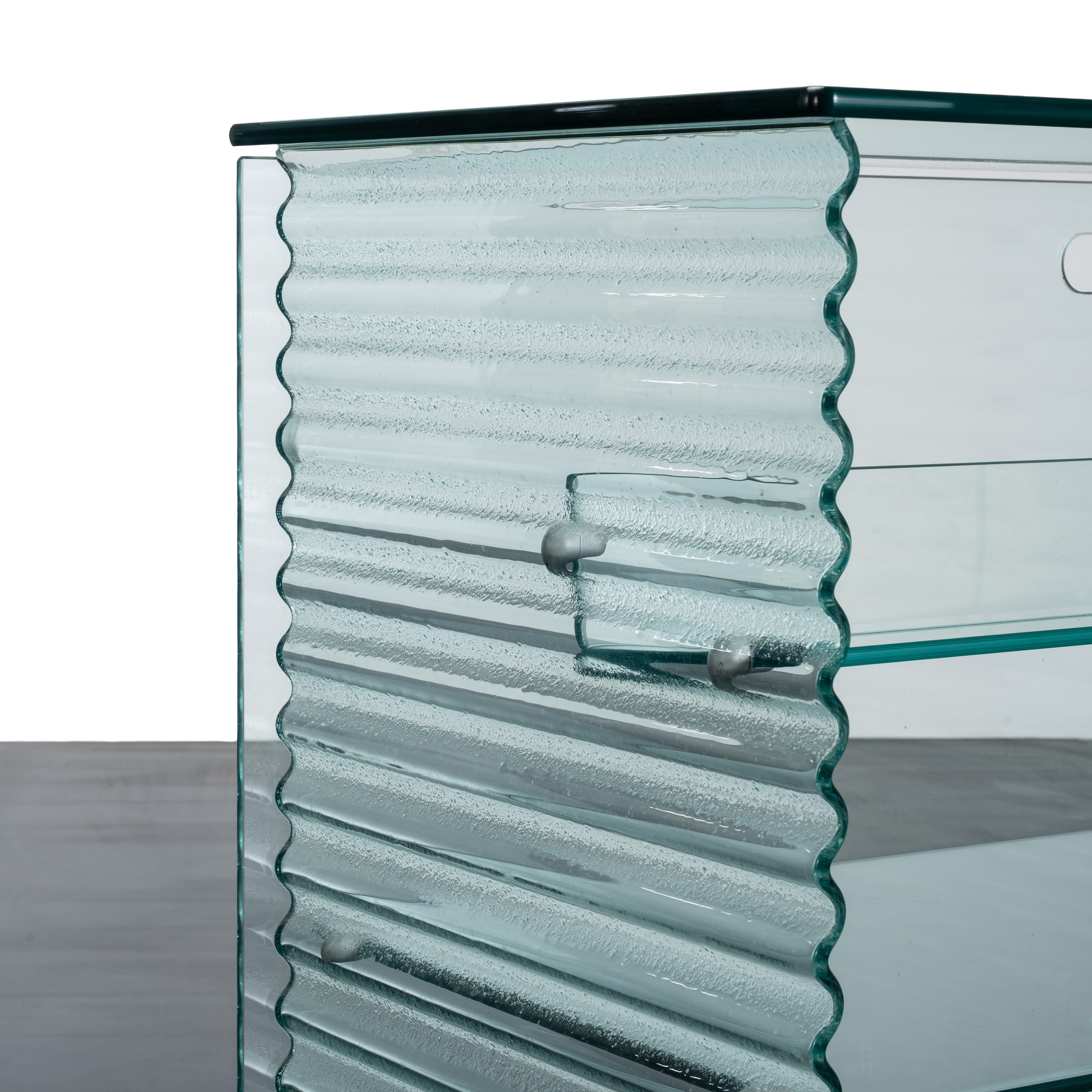 Ron Arad - Mobile 'Onda' in vetro curvato e alluminio con ruote direzionabili