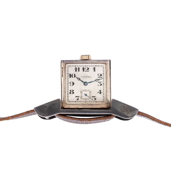 TAVANNES - TAVANNES - CINTURA OROLOGIO DA CINTURA IN ARGENTO 935 CON QUADRANTE ARGENTE' E NUMERI ARABI