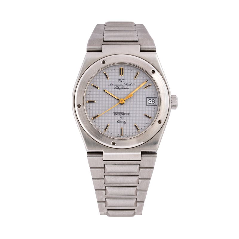 Iwc - Ingenieur 3305 — orologio solo tempo in acciaio al quarzo con quadrante grigio e datario a ...