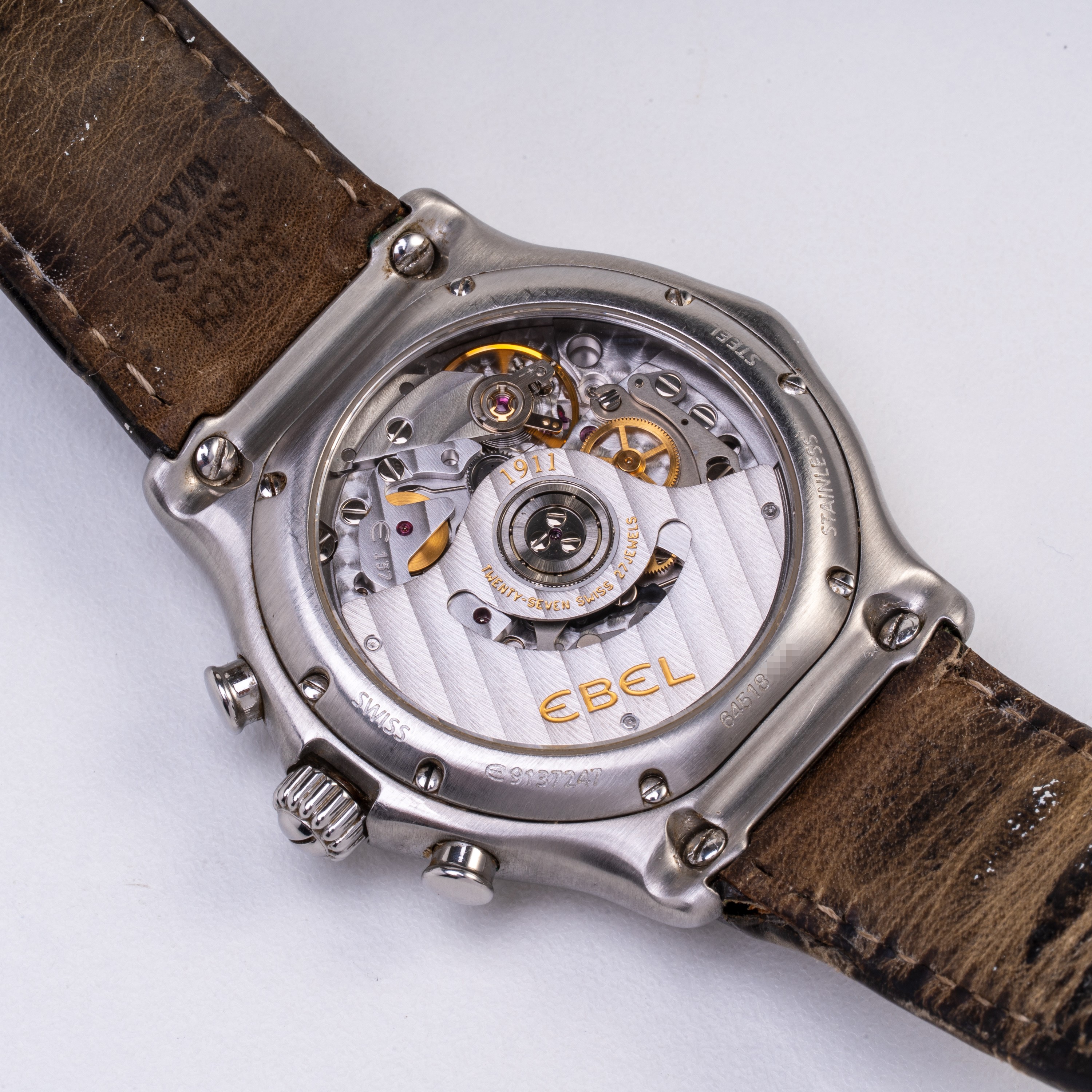 Ebel - Cronografo 1911 in acciaio a carica automatica con ghiera in diamanti a taglio brillante