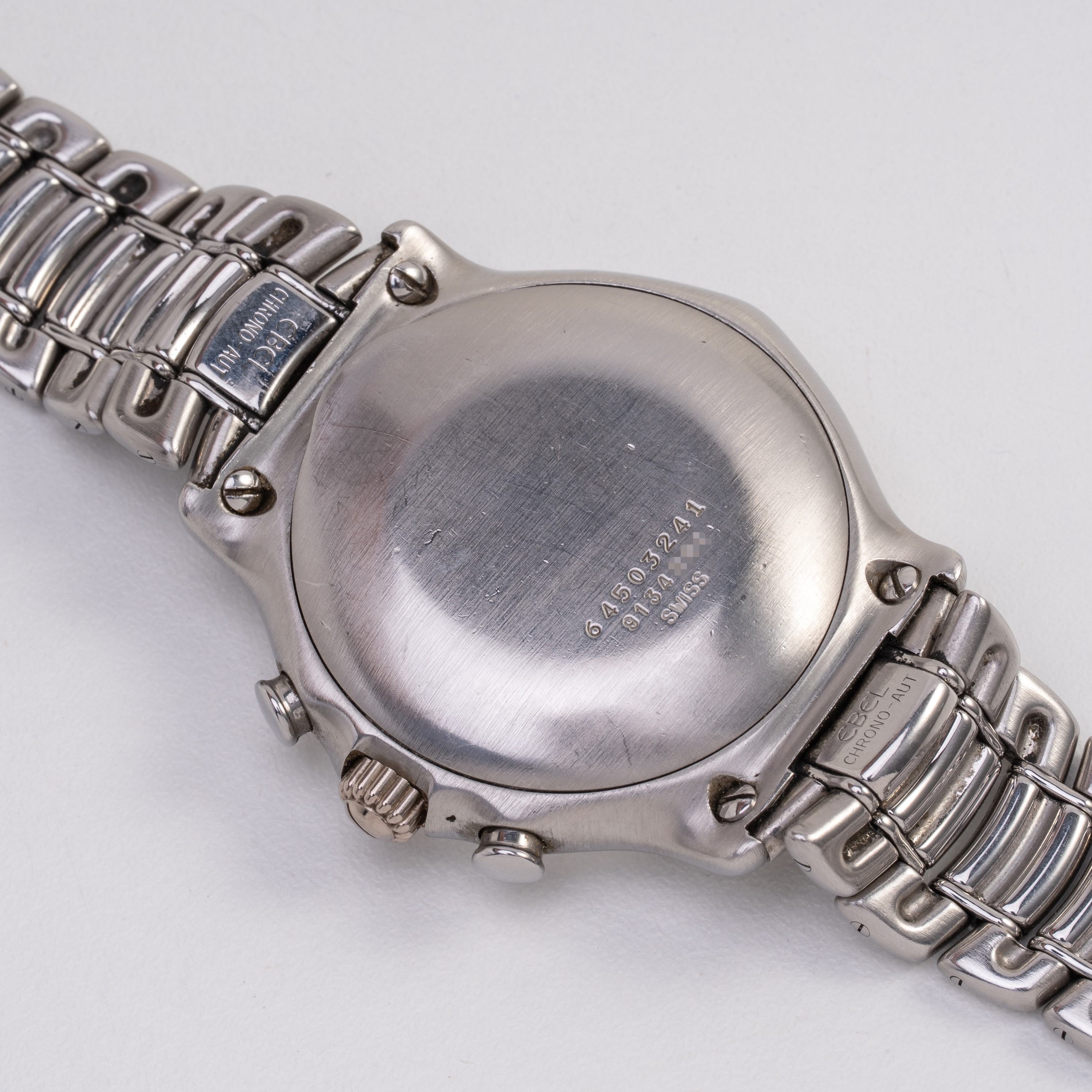 Ebel - Cronografo 1911 a carica automatica in acciaio con quadrante nero e bracciale in acciaio