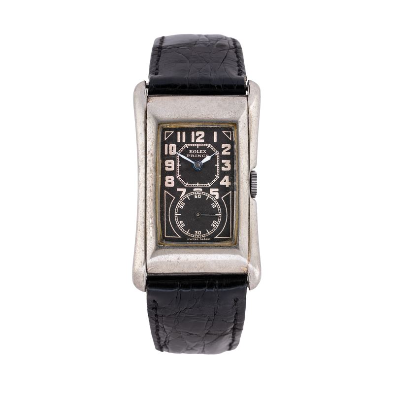Rolex - Prince 971U — orologio solo tempo in argento, carica manuale, quadrante nero