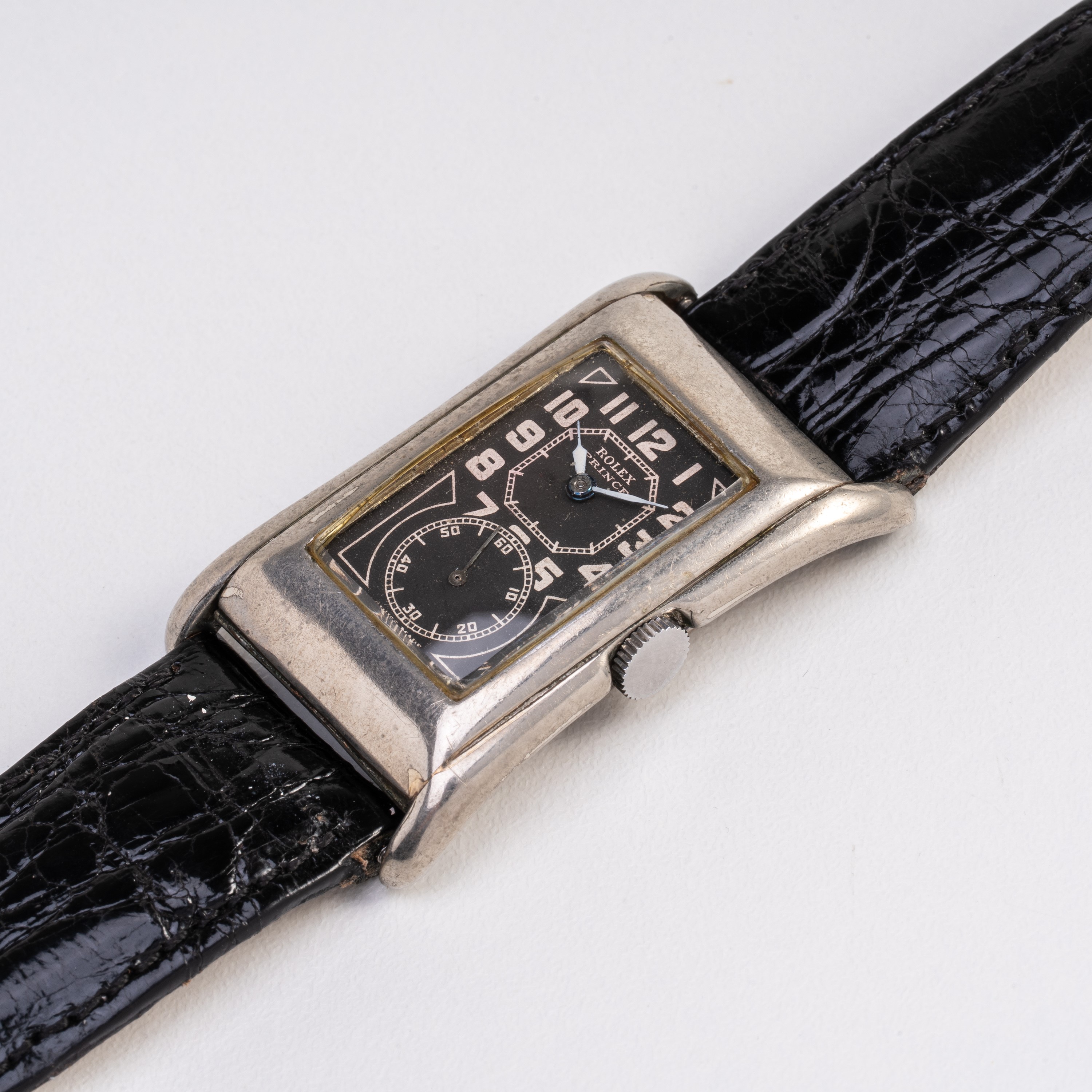 Rolex - Prince 971U — orologio solo tempo in argento, carica manuale, quadrante nero