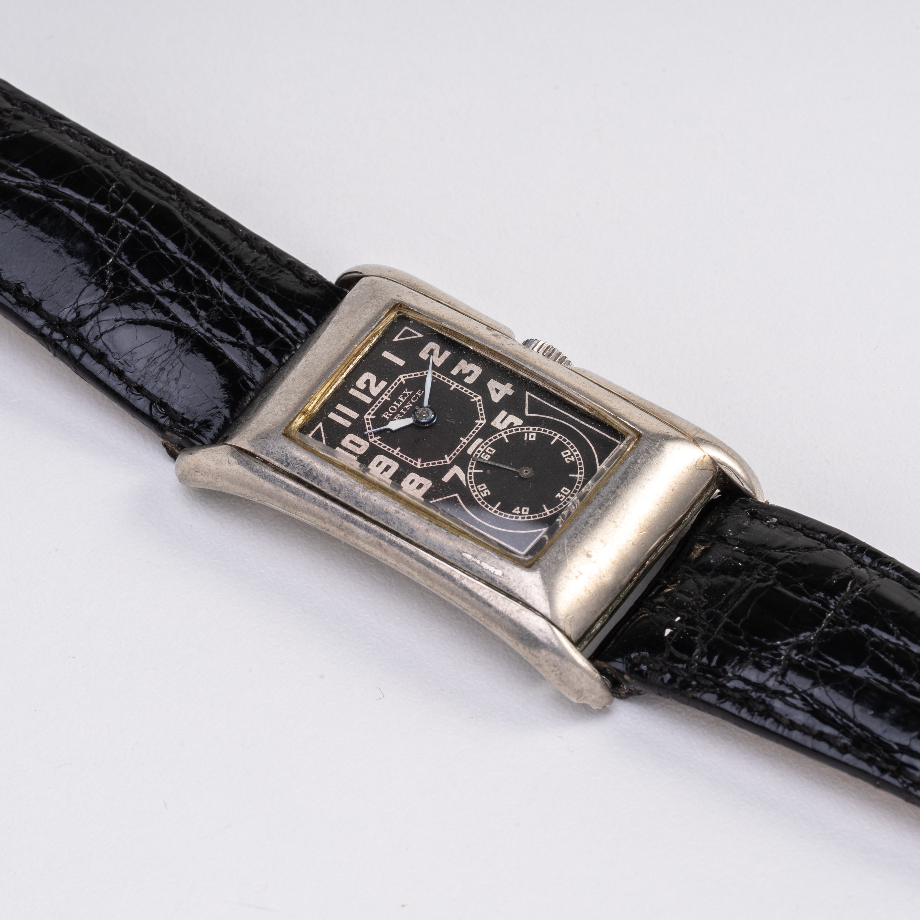 Rolex - Prince 971U — orologio solo tempo in argento, carica manuale, quadrante nero