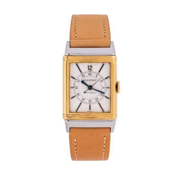 JAEGER LE COULTRE - JAEGER LE COULTRE - REVERSO OROLOGIO SOLO TEMPO A CARICA MANUALE IN ACCIAIO E ORO GIALLO 18KT CON QUADRANTE BIANCO 'FAVRE LEUBA & CO'