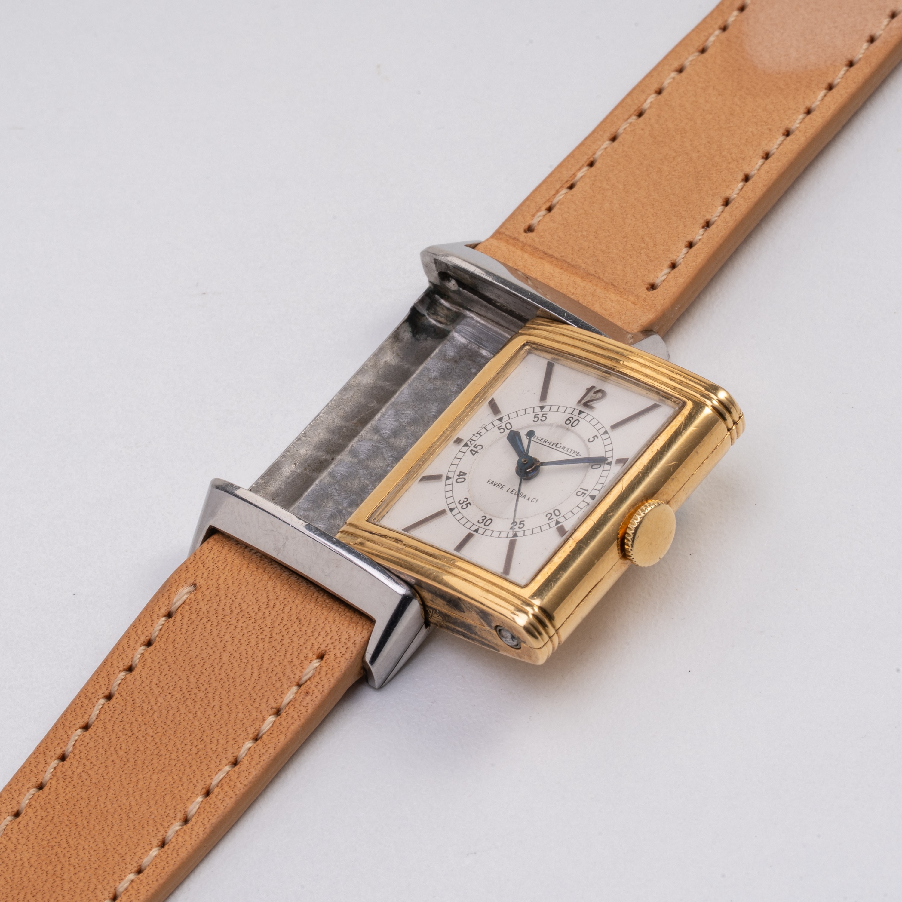 Jaeger le Coultre - Jaeger LeCoultre, Reverso solo tempo a carica manuale in acciaio e oro giallo...