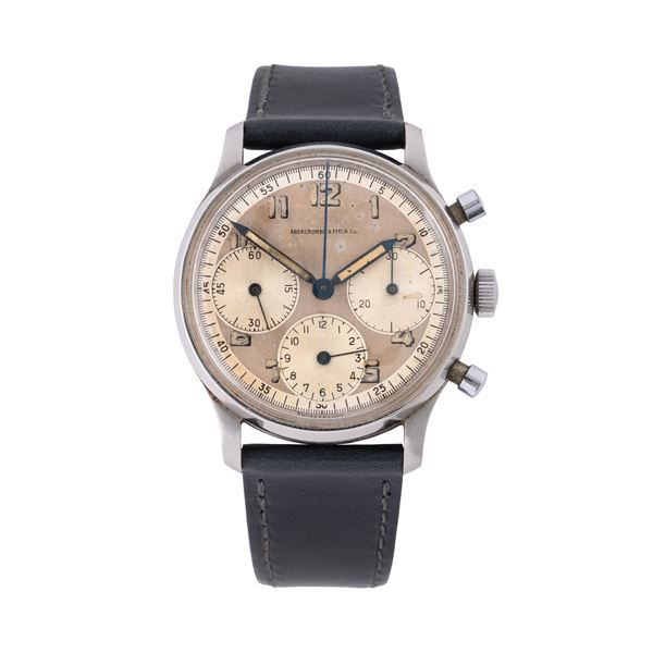HEUER - HEUER - ABERCROMBIE & FITCH CO. CRONOGRAFO A CARICA MANUALE IN ACCIAIO CON QUADRANTE BITONALE E CONTATORI 'BIG EYE'