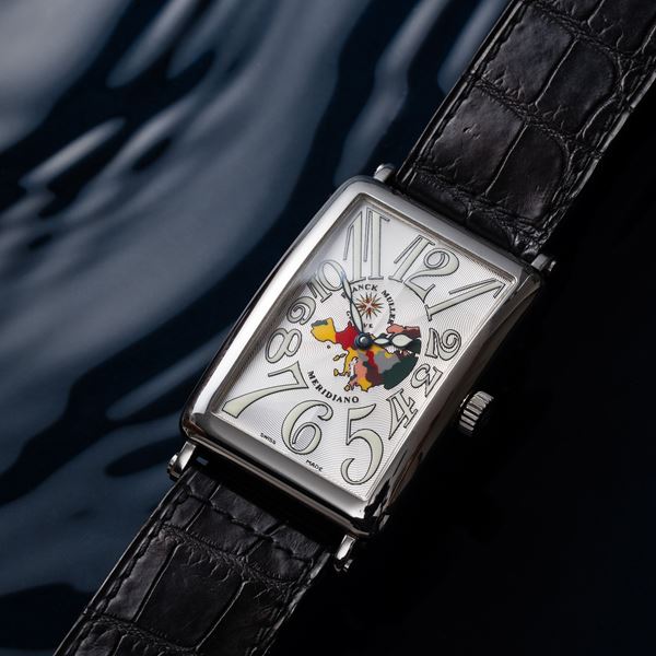 FRANCK MULLER - FRANCK MULLER - LONG ISLAND MERIDIANO OROLOGIO SOLO TEMPO A CARICA AUTOMATICA IN ACCIAIO CON QUADRANTE GRIGIO CON RAFFIGURAZIONE UNIONE EUROPEA
