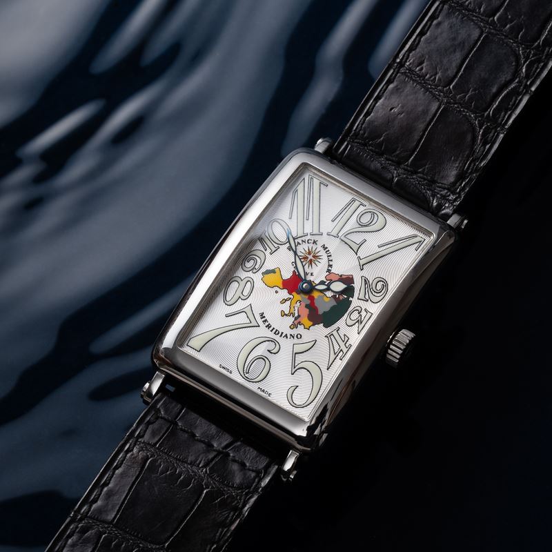 Franck Muller - Long Island Meridiano — orologio solo tempo automatico in acciaio con quadrante g...