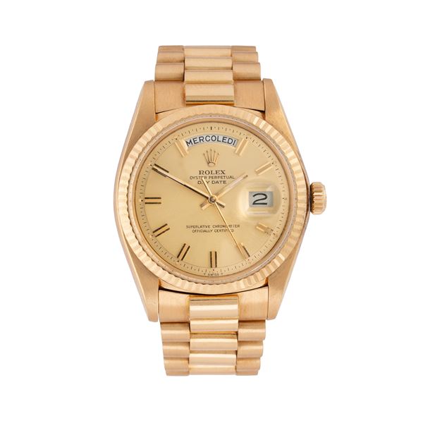 ROLEX - ROLEX - DAY DATE OROLOGIO DAY DATE A CARICA AUTOMATICA IN ORO GIALLO 18KT CON QUADRANTE WIDE BOY E BRACCIALE PRESIDENT D'AGOSTO IN ORO GIALLO 18KT