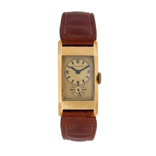 LONGINES - LONGINES - DOCTOR WATCH OROLOGIO SOLO TEMPO A CARICA MANUALE IN ORO GIALLO 18KT CON QUADRATNE CHAMPAGNE E PICCOLI SECONDI AD ORE SEI