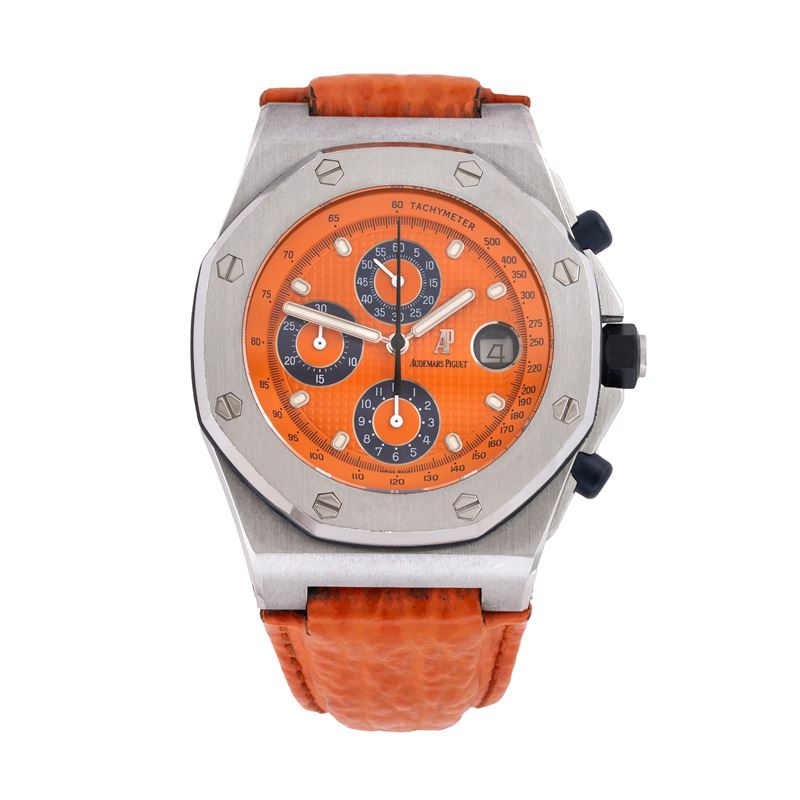 Audemars Piguet - Royal Oak Offshore 25770ST Cronografo automatico in acciaio con quadrante aranc...