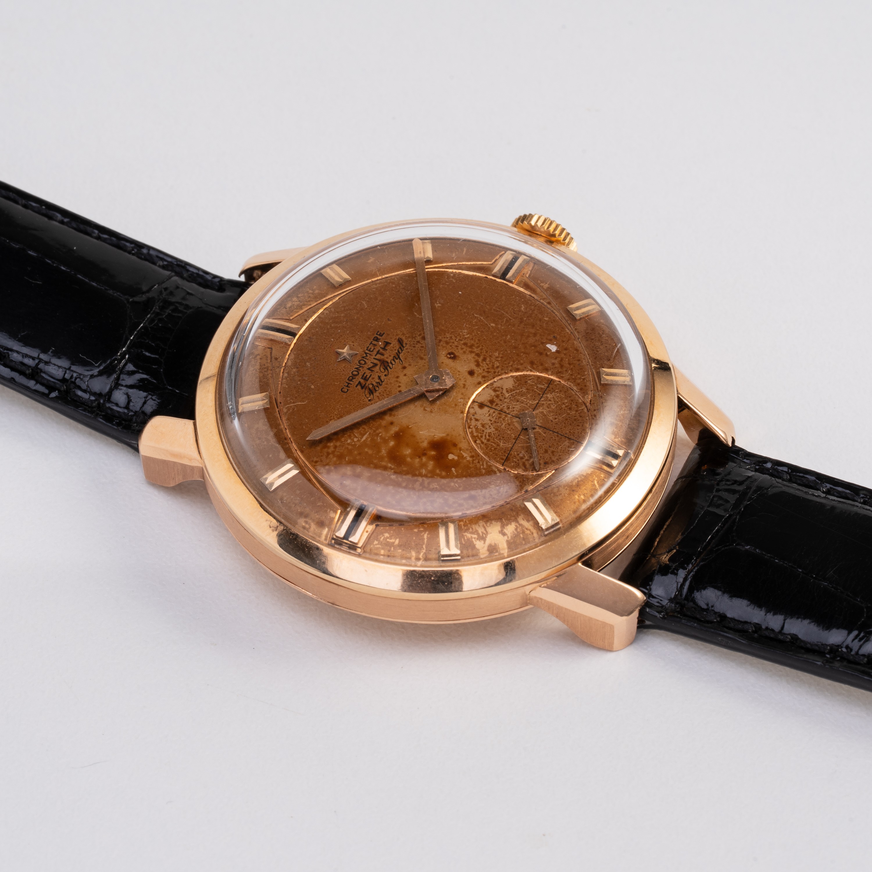 Zenith - Port Royal Chronometre: orologio solo tempo a carica manuale in oro rosa 18kt con quadra...