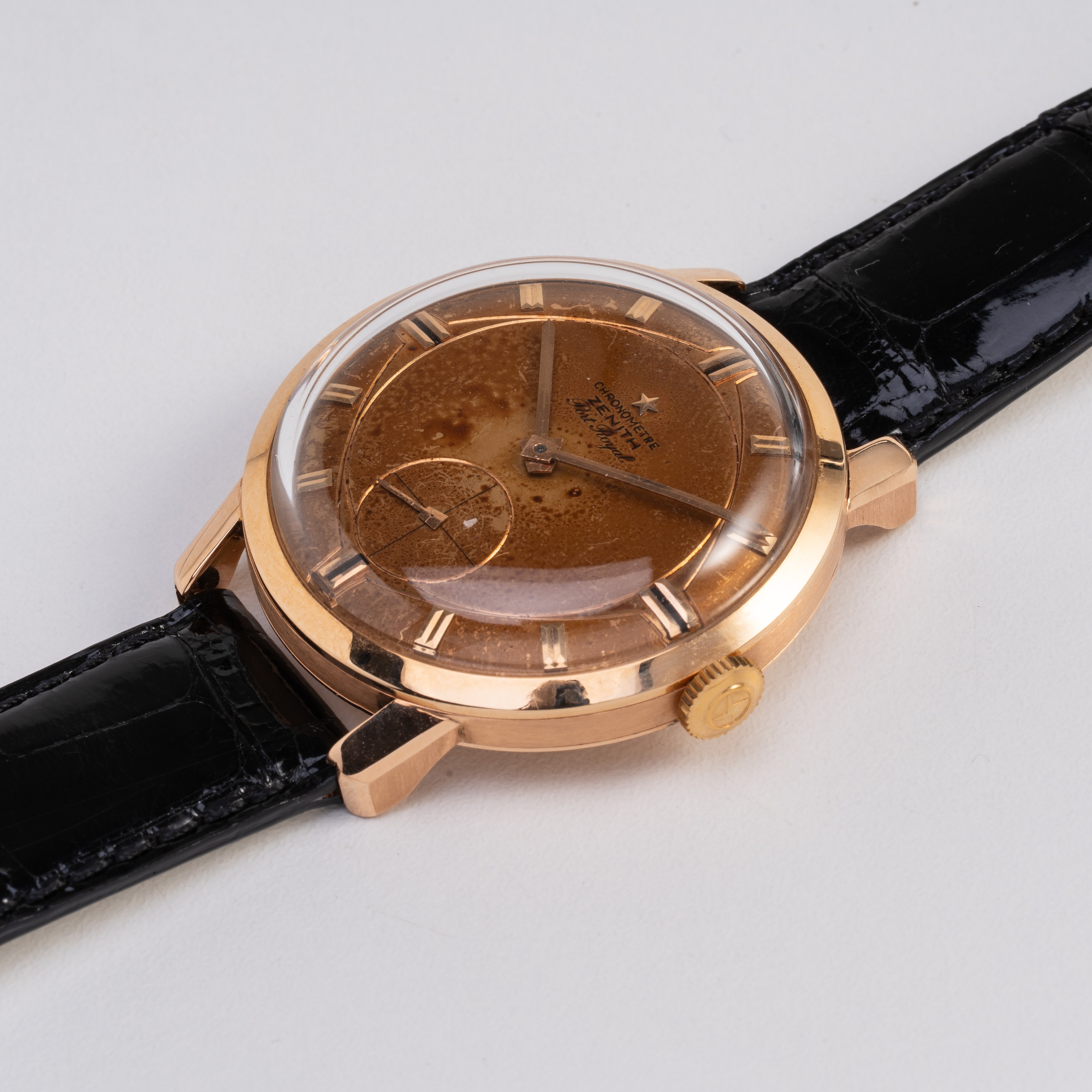 Zenith - Port Royal Chronometre: orologio solo tempo a carica manuale in oro rosa 18kt con quadra...