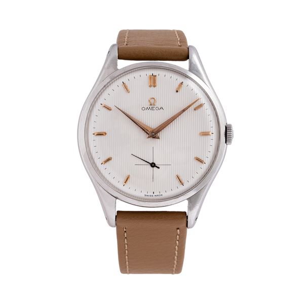 OMEGA - OMEGA - CALATRAVA OVERSIZE OROLOGIO SOLO TEMPO A CARICA MANUALE IN ACCIAIO CON QUADRANTE BIANCO 'TAPESTRY' E PICCOLI SECONDI AD ORE SEI
