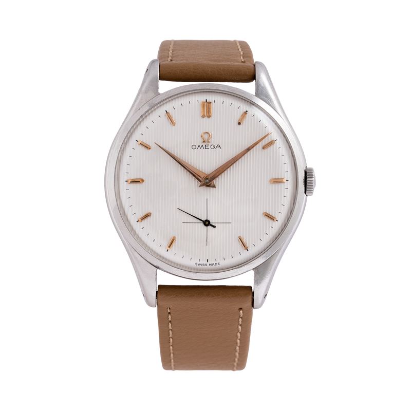 Omega - Calatrava Oversize, orologio solo tempo a carica manuale in acciaio con quadrante bianco ...
