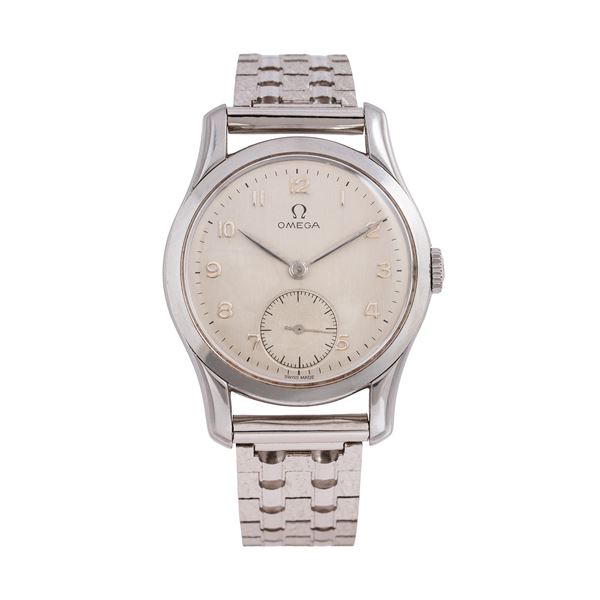 OMEGA - OMEGA - CALATRAVA OROLOGIO SOLO TEMPO A CARICA MANUALE IN ACCIAIO CON QUADRANTE ARGENTE' CON PICCOLI SECONDI AD ORE SEI E BRACCIALE IN ACCIAIO