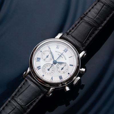 Chronograph double face 7000 CC DF, cronografo a carica manuale in platino con quadrante argenté ...