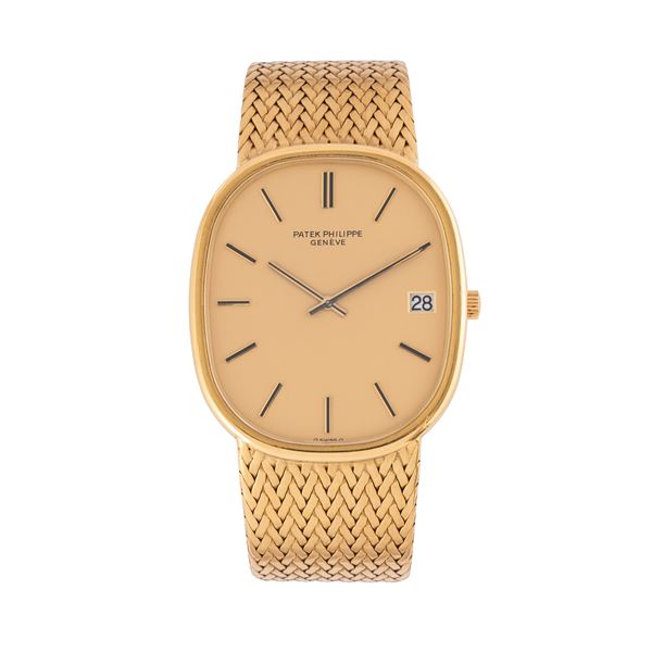 PATEK PHILIPPE - PATEK PHILIPPE - ELLIPSE JUMBO OROLOGIO SOLO TEMPO A CARICA AUTOMATICA IN ORO GIALLO 18KT CON BRACCIALE INTEGRATO IN ORO GIALLO 18KT, QUADRANTE CHAMPAGNE SIGMA E DATARIO AD ORE TRE