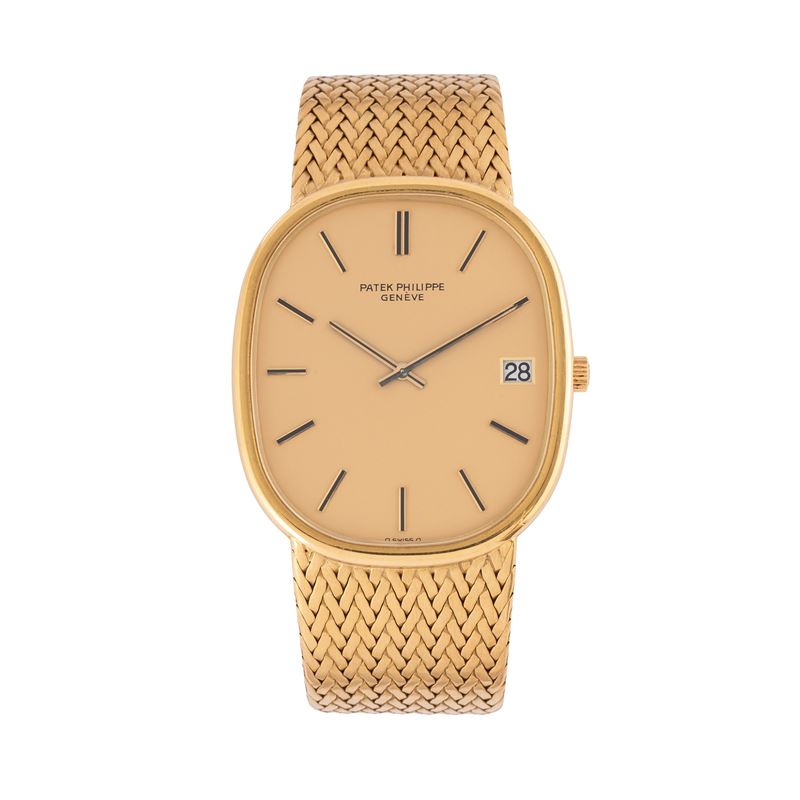 Patek Philippe - Ellipse Jumbo 3605/1, orologio solo tempo in oro giallo 18 kt con quadrante cham...