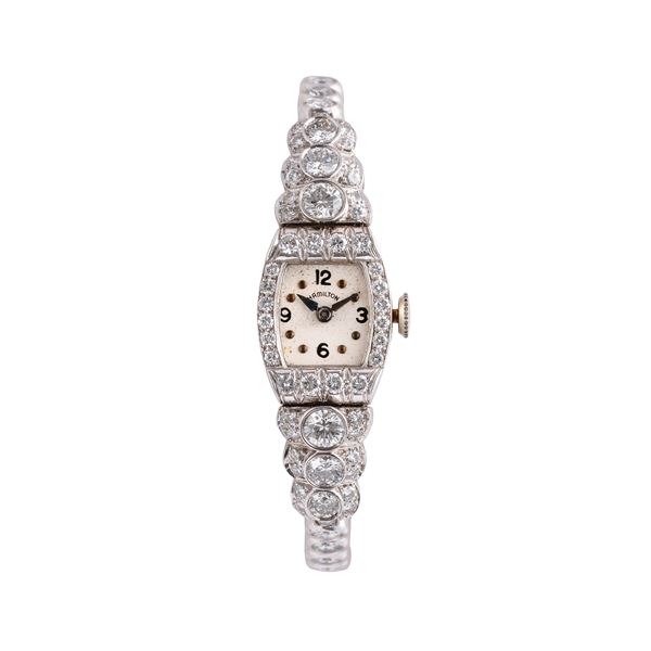 HAMILTON - HAMILTON OROLOGIO SOLO TEMPO A CARICA MANUALE PLACCATO IN PLATINO CON QUADRANTE BIANCO