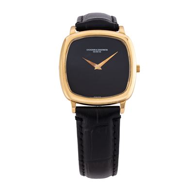 Orologio da polso solo tempo in oro giallo 18 kt con quadrante in onice, calibro 1003/1