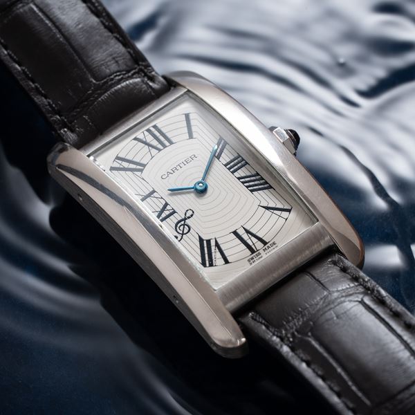 CARTIER - TANK AMERICAINE OROLOGIO SOLO TEMPO A CARICA AUTOMATICA IN ORO BIANCO 18KT REALIZZATO PER  [..]