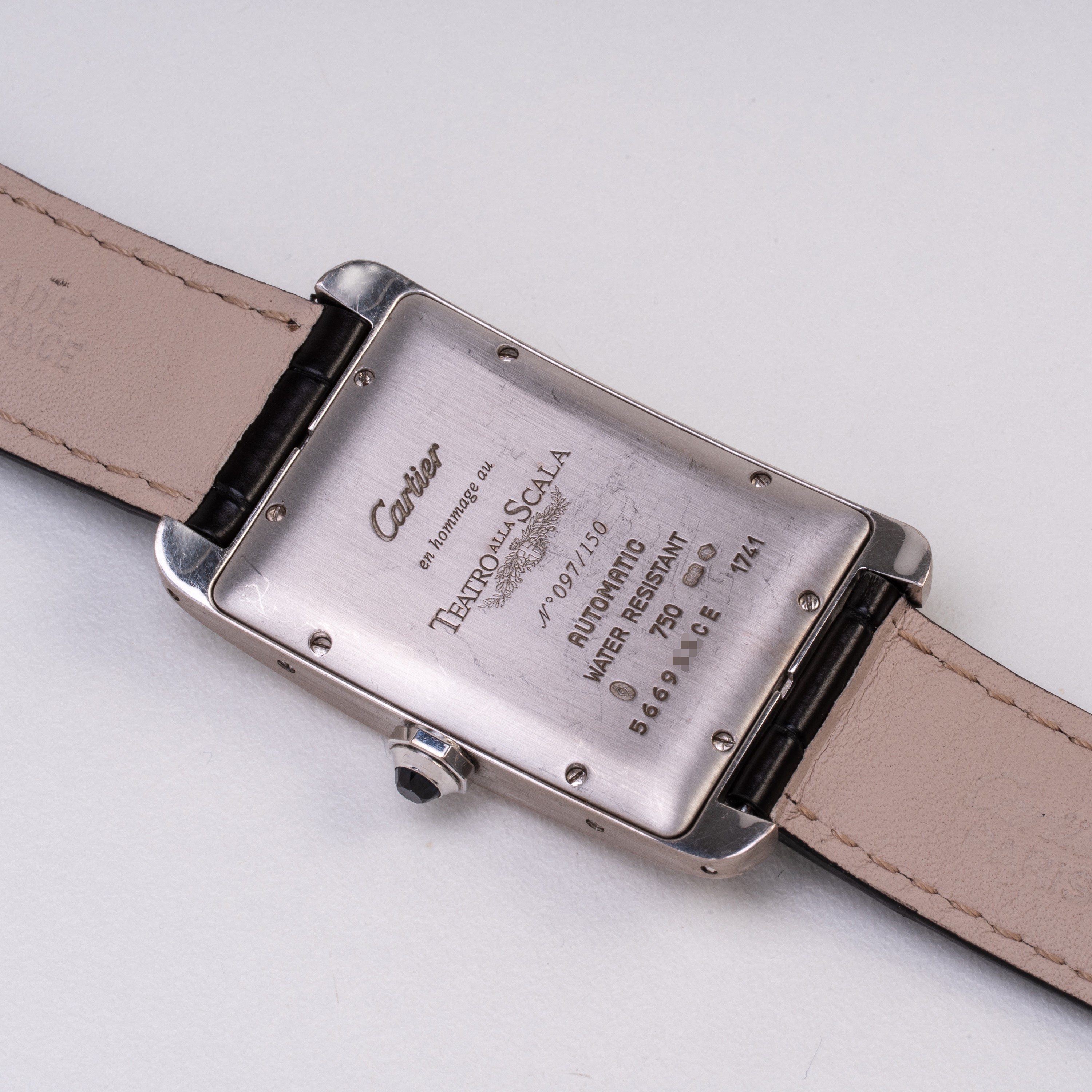 Cartier - Tank Americaine, orologio solo tempo automatico in oro bianco 18 kt (Ref. 1741, 2004)