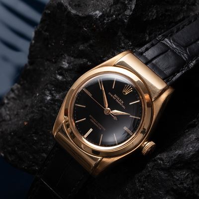 Ovetto 3065, orologio solo tempo in oro rosa 18 kt con quadrante nero