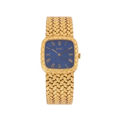 Orologio solo tempo con carica manuale in oro giallo 18 kt e quadrante in lapislazzuli